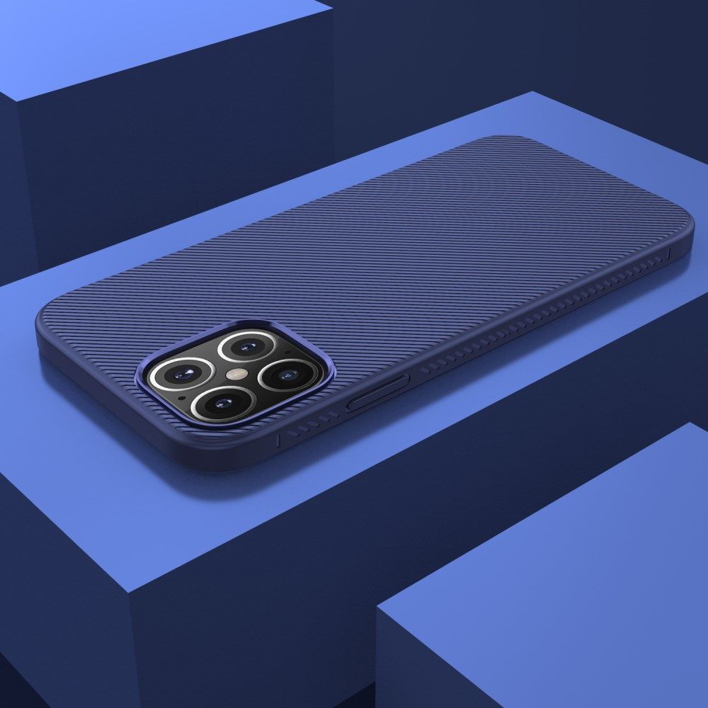 Apple iPhone 12 Mini Hoesje Twill Slim Textuur Back Cover Donker Blauw afbeelding 6