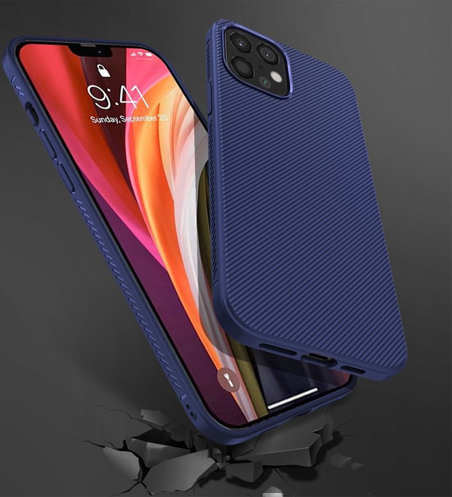 Apple iPhone 12 Pro Max Hoesje Twill Slim Textuur Back Cover Blauw afbeelding 5