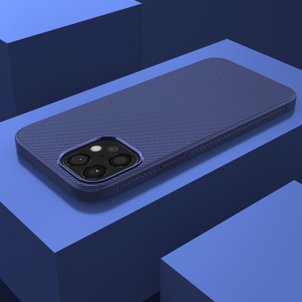 Apple iPhone 12 Pro Max Hoesje Twill Slim Textuur Back Cover Blauw afbeelding 6