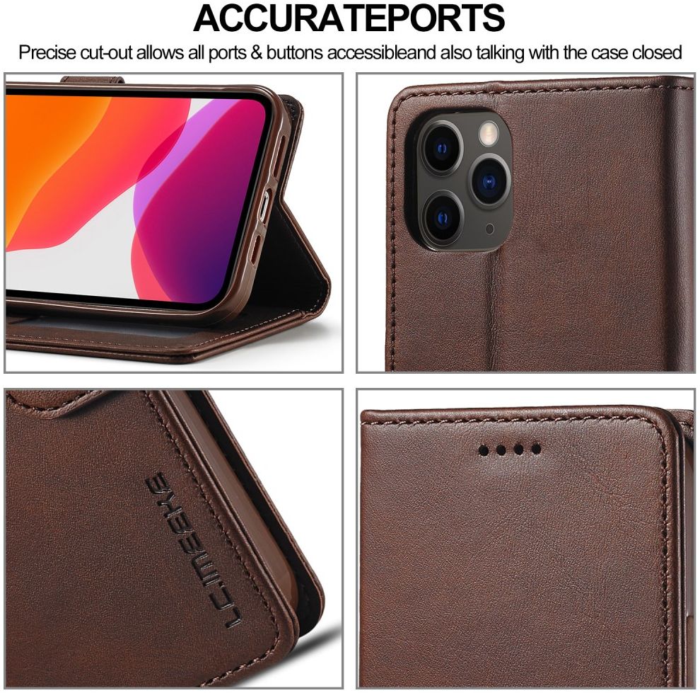 LC.IMEEKE Apple iPhone 12 Mini Hoesje Portemonnee Book Case Coffee afbeelding 9