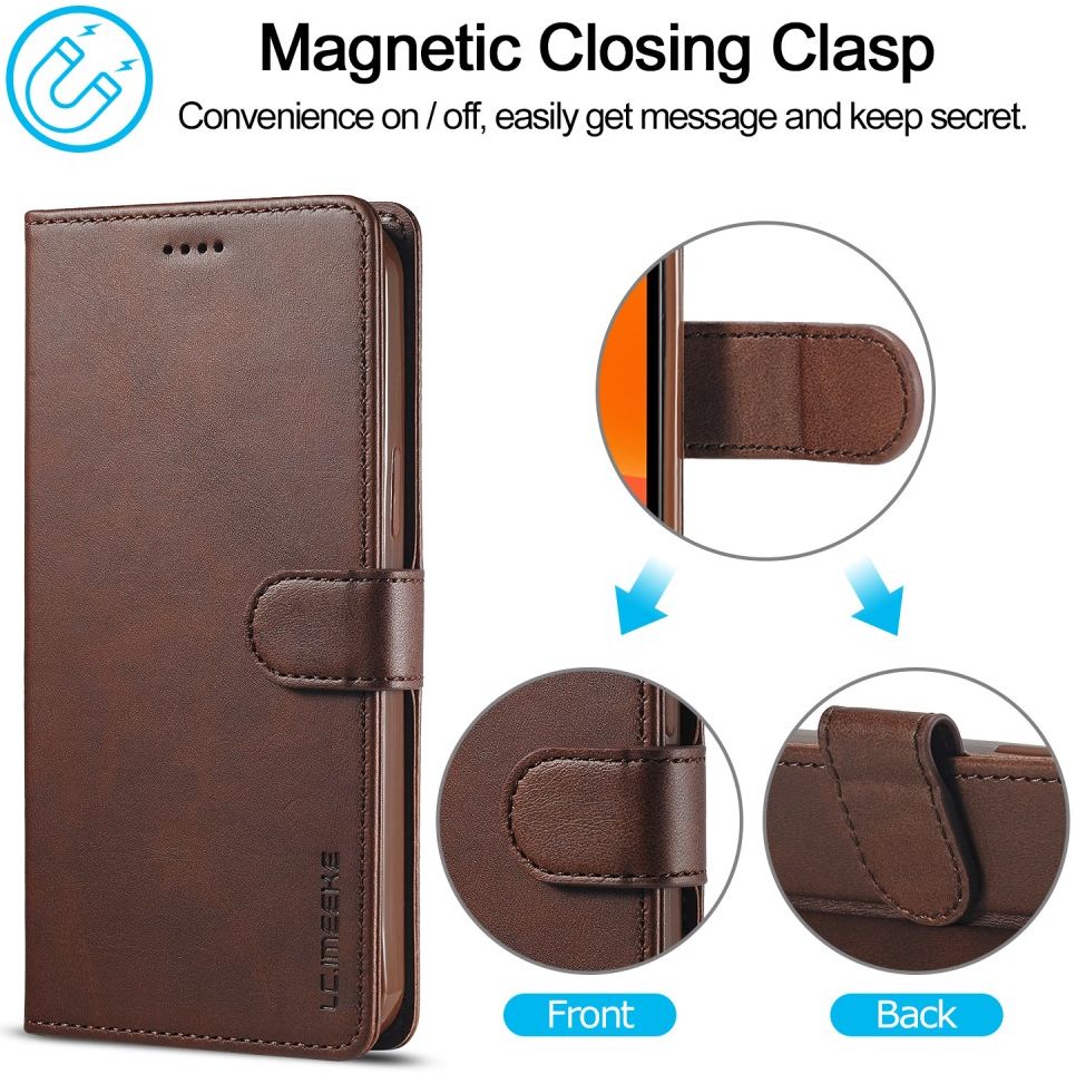 LC.IMEEKE Apple iPhone 12 Mini Hoesje Portemonnee Book Case Coffee afbeelding 13