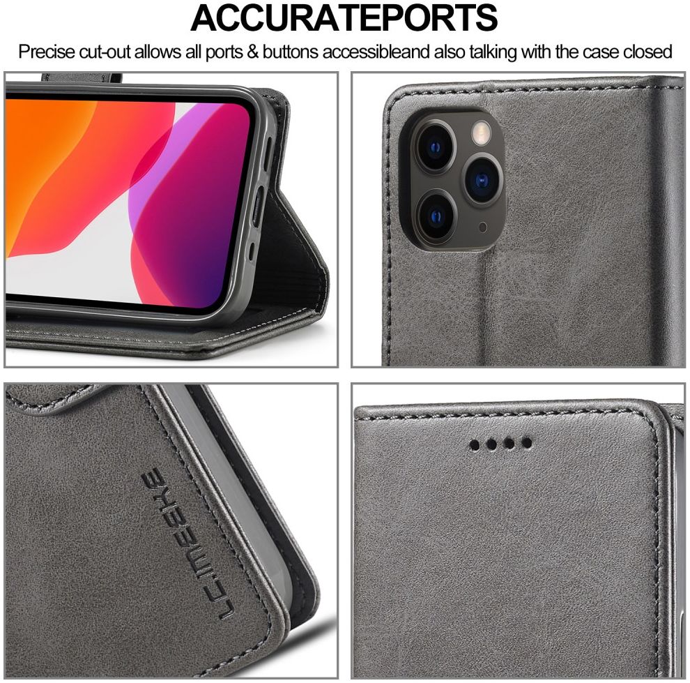 LC.IMEEKE Apple iPhone 12 / 12 Pro Hoesje Portemonnee Book Case Grijs afbeelding 14