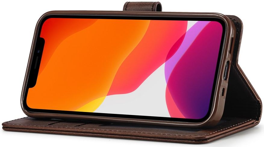LC.IMEEKE Apple iPhone 12 / 12 Pro Hoesje Portemonnee Book Case Coffee afbeelding 4