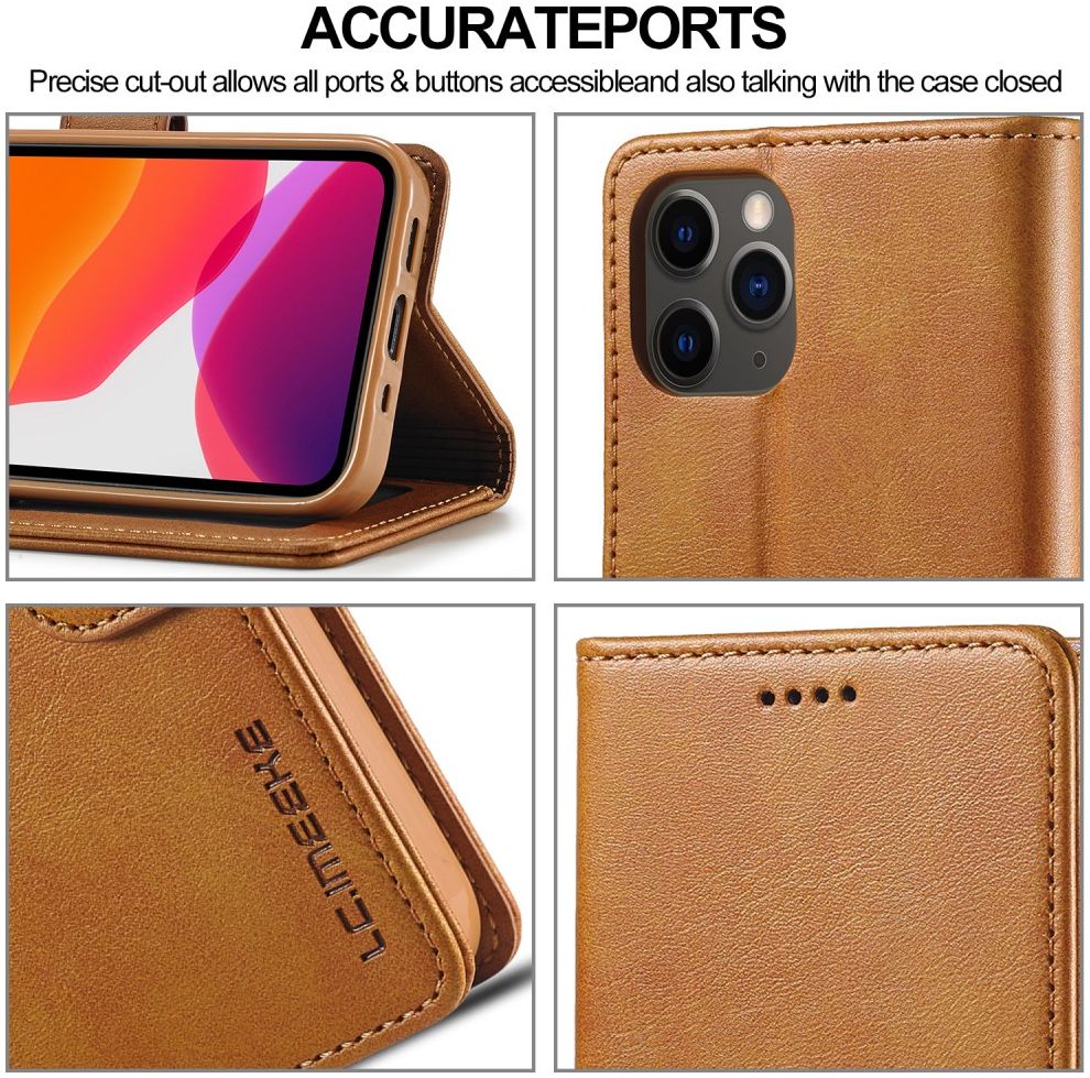 LC.IMEEKE Apple iPhone 12 / 12 Pro Hoesje Portemonnee Book Case Bruin afbeelding 14