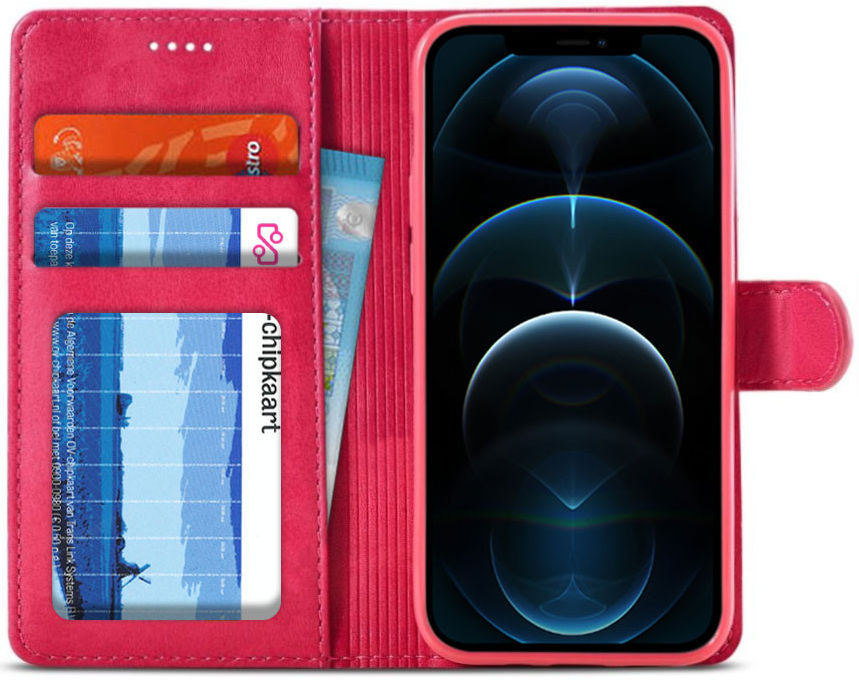 LC.IMEEKE Apple iPhone 12 Pro Max Hoesje Portemonnee Book Case Rood afbeelding 1