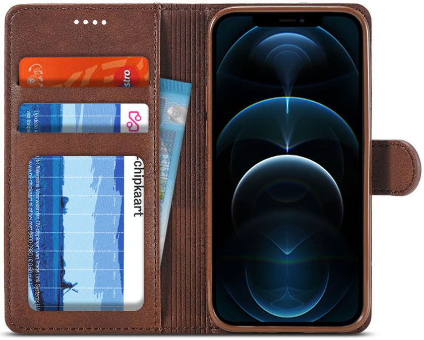 LC.IMEEKE Apple iPhone 12 Pro Max Hoesje Portemonnee Book Case Coffee afbeelding 1