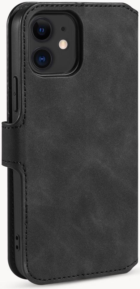 DG Ming Apple iPhone 12 Mini Hoesje Retro Wallet Book Case Zwart afbeelding 4