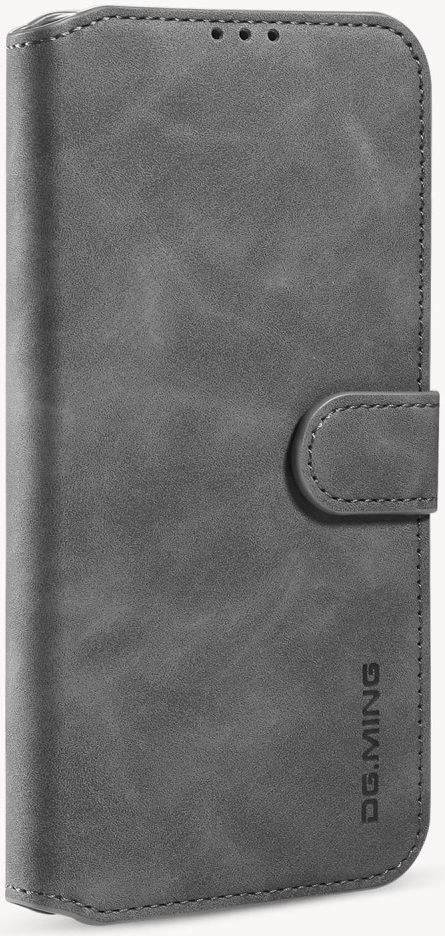 DG Ming Apple iPhone 12 Mini Hoesje Retro Wallet Book Case Grijs afbeelding 3