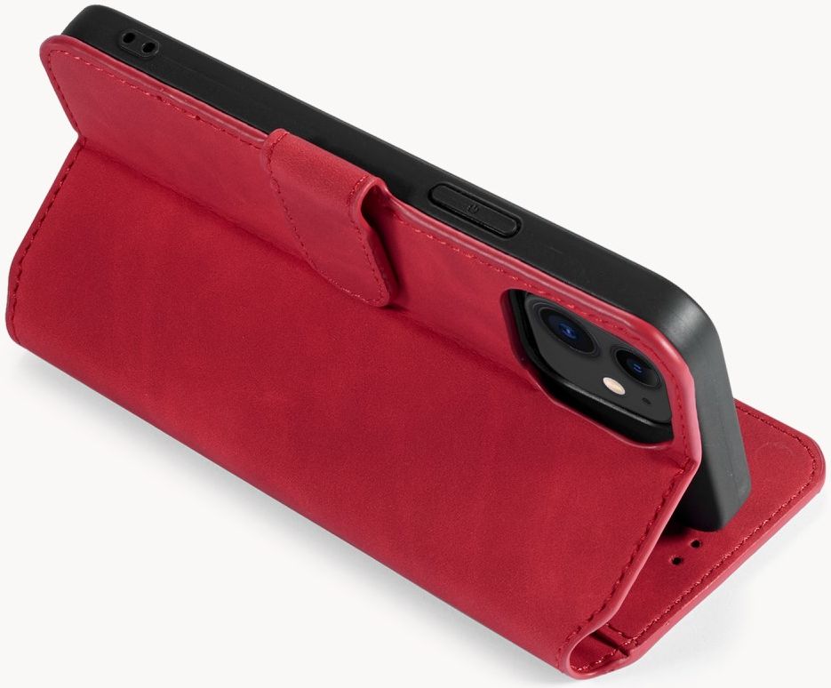DG Ming Apple iPhone 12 Mini Hoesje Retro Wallet Book Case Rood afbeelding 6