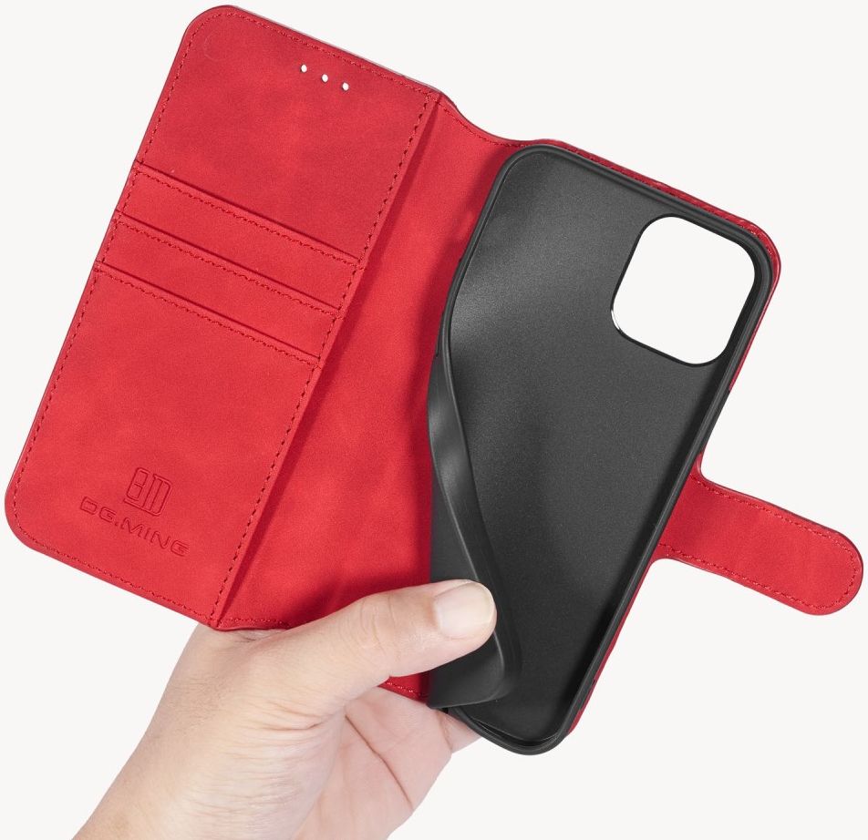 DG Ming Apple iPhone 12 Mini Hoesje Retro Wallet Book Case Rood afbeelding 7