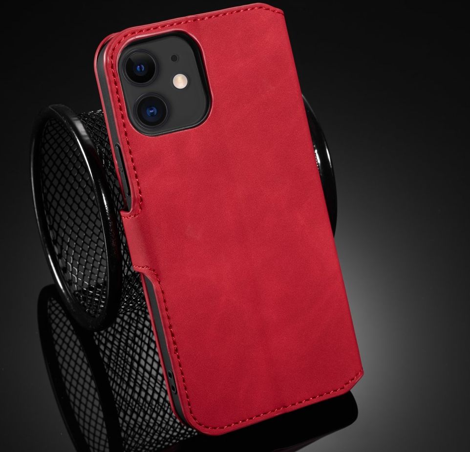 DG Ming Apple iPhone 12 Mini Hoesje Retro Wallet Book Case Rood afbeelding 9