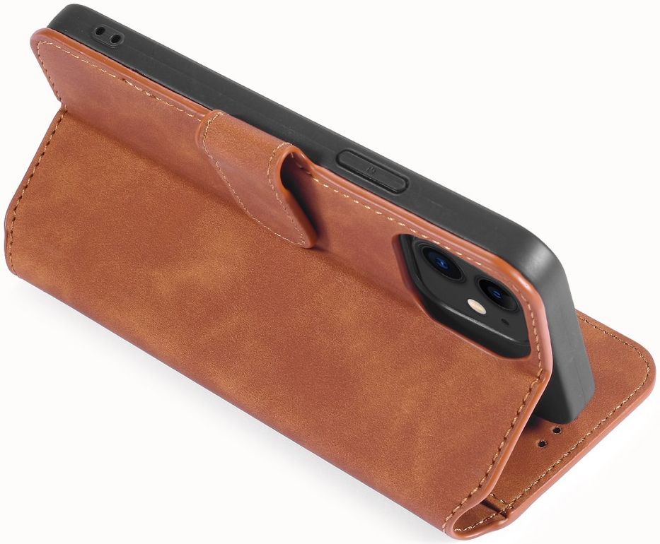 DG Ming Apple iPhone 12 Mini Hoesje Retro Wallet Book Case Bruin afbeelding 11