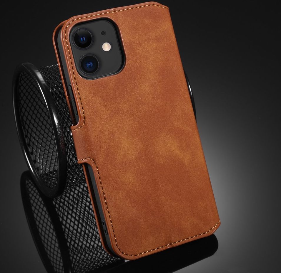 DG Ming Apple iPhone 12 Mini Hoesje Retro Wallet Book Case Bruin afbeelding 14