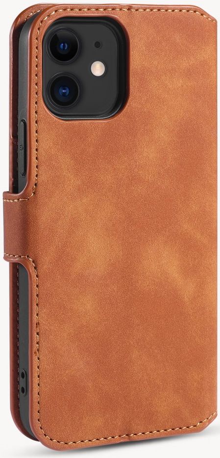 DG Ming Apple iPhone 12 Mini Hoesje Retro Wallet Book Case Bruin afbeelding 9