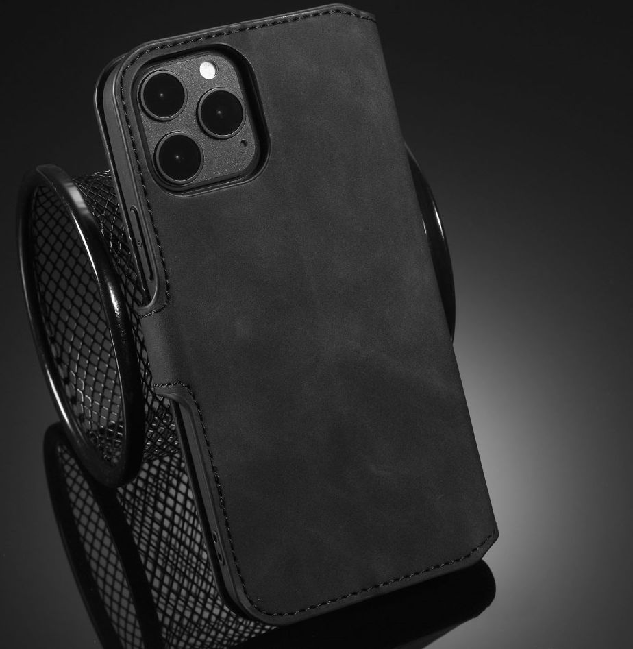 DG Ming Apple iPhone 12 / 12 Pro Hoesje Retro Wallet Book Case Zwart afbeelding 9
