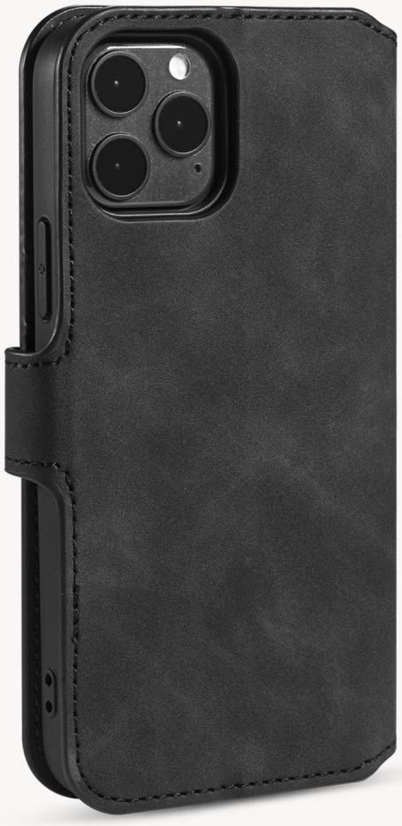DG Ming Apple iPhone 12 / 12 Pro Hoesje Retro Wallet Book Case Zwart afbeelding 4