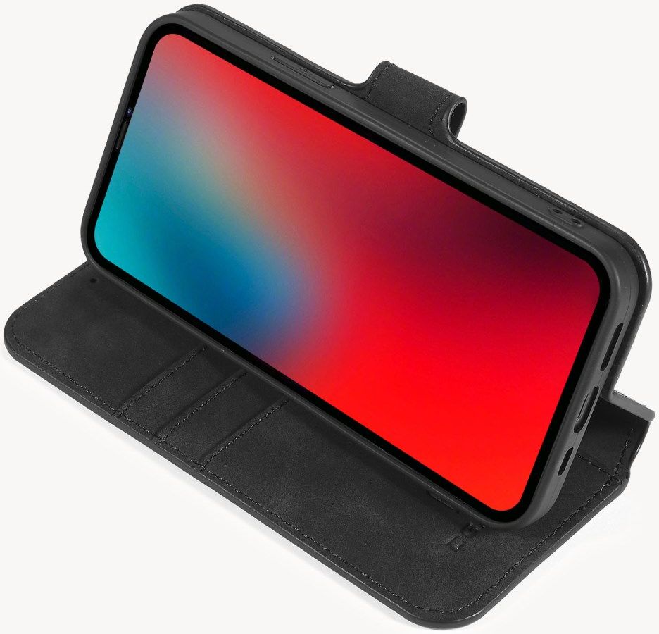 DG Ming Apple iPhone 12 / 12 Pro Hoesje Retro Wallet Book Case Zwart afbeelding 6