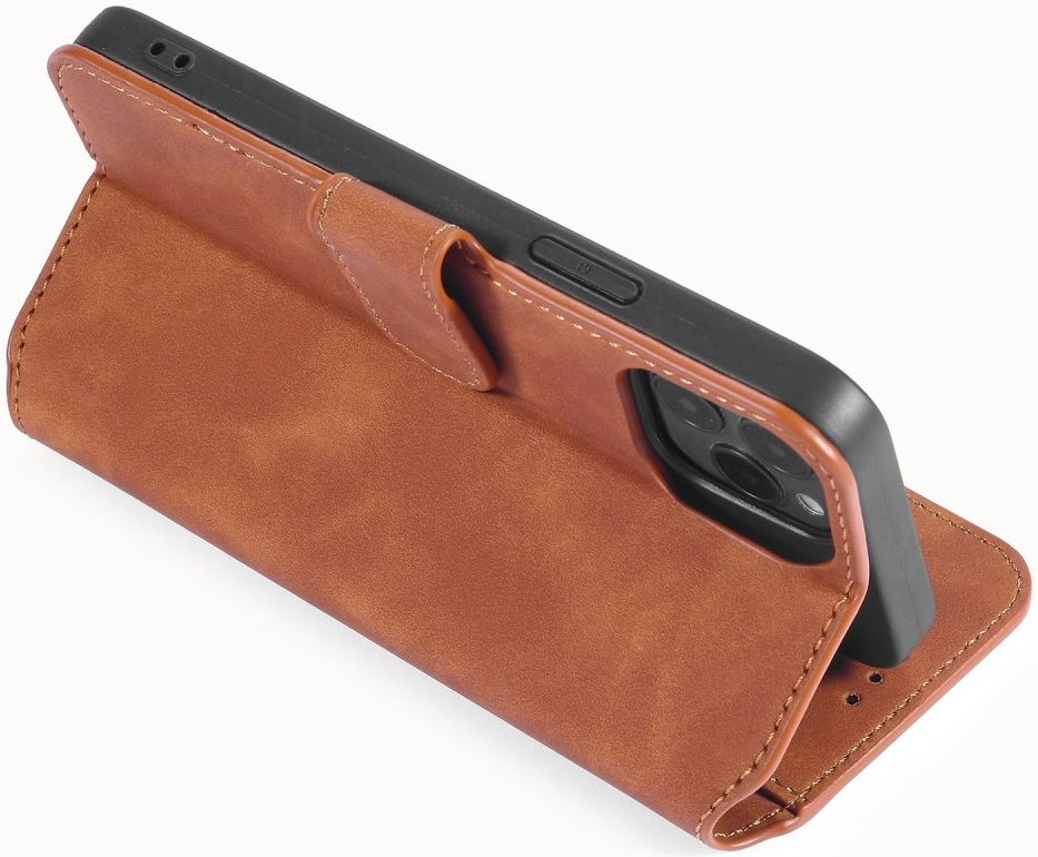 DG Ming Apple iPhone 12 / 12 Pro Hoesje Retro Wallet Book Case Bruin afbeelding 7