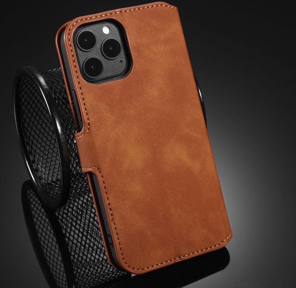 DG Ming Apple iPhone 12 / 12 Pro Hoesje Retro Wallet Book Case Bruin afbeelding 9