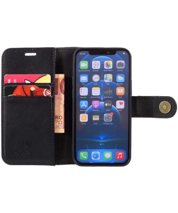 DG Ming iPhone 12 Mini Hoesje 2-in-1 Book Case en Back Cover Zwart Hoesjes