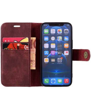 DG Ming iPhone 12 Mini Hoesje 2-in-1 Book Case en Back Cover Rood Hoesjes