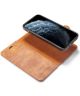 DG Ming iPhone 12 Pro Max Hoesje 2-in-1 Book Case en Back Cover Bruin