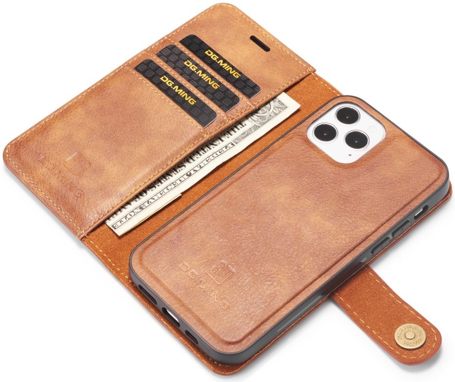 DG Ming iPhone 12 Pro Max Hoesje 2-in-1 Book Case en Back Cover Bruin afbeelding 5