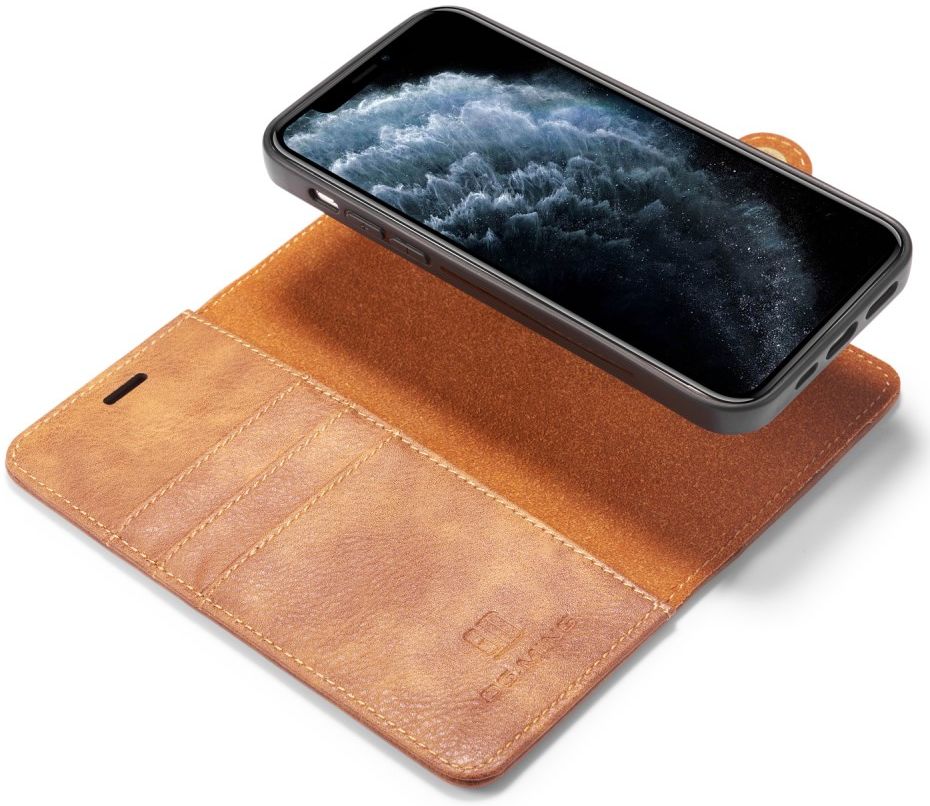 DG Ming iPhone 12 Pro Max Hoesje 2-in-1 Book Case en Back Cover Bruin afbeelding 1
