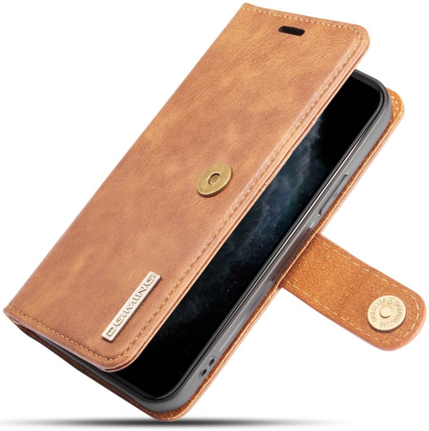 DG Ming iPhone 12 Pro Max Hoesje 2-in-1 Book Case en Back Cover Bruin afbeelding 2