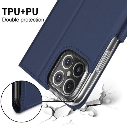 Apple iPhone 12 Mini Hoesje Kunstlederen Book Case Blauw afbeelding 8