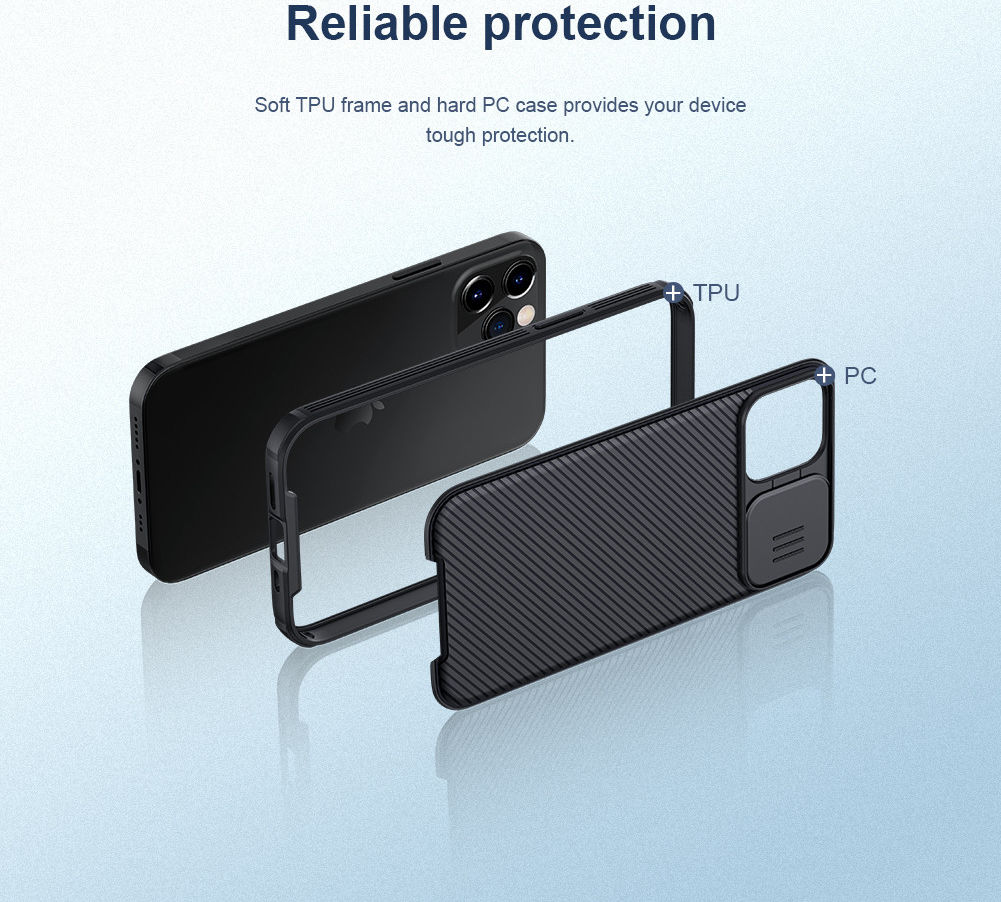 Nillkin CamShield Apple iPhone 12 / 12 Pro Hoesje Camera Slider Blauw afbeelding 14