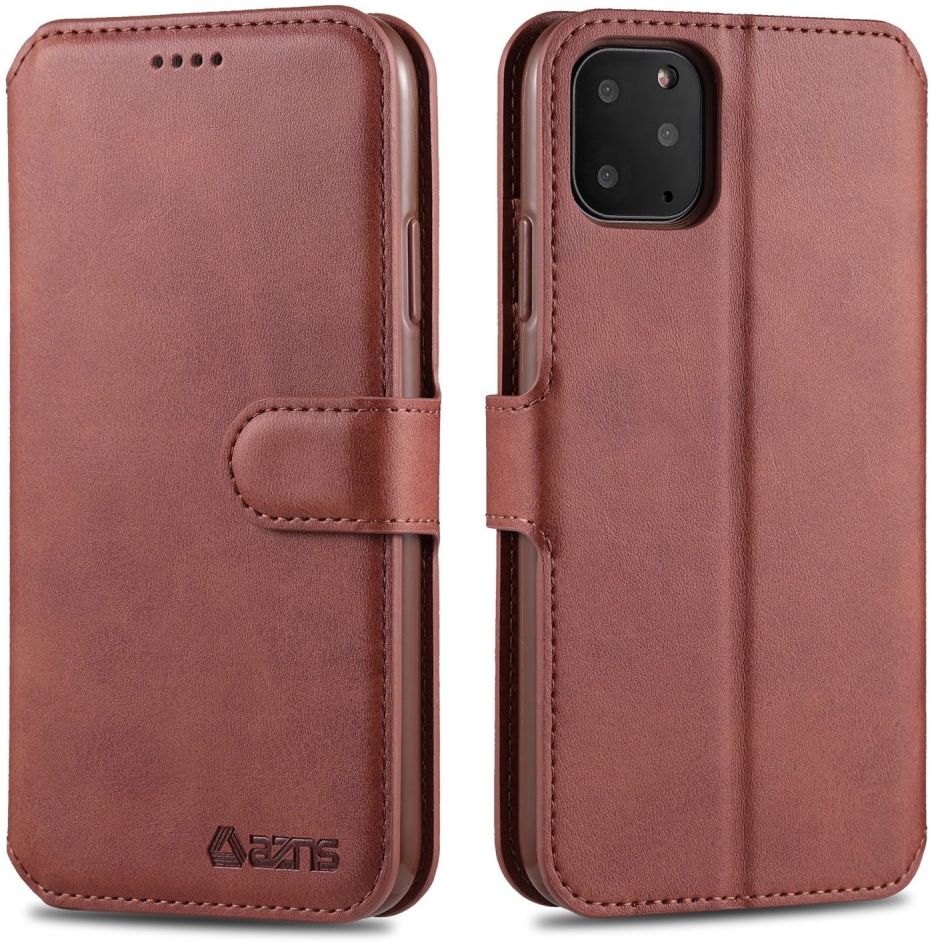AZNS Apple iPhone 12 / 12 Pro Portemonnee Stand Hoesje Bruin afbeelding 4