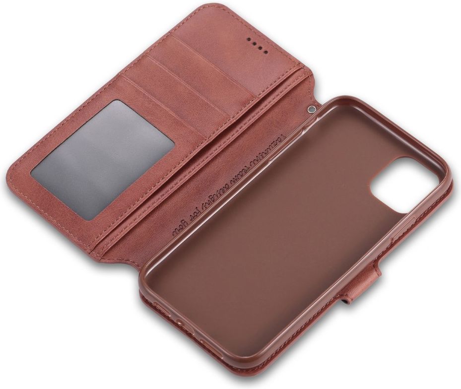 AZNS Apple iPhone 12 / 12 Pro Portemonnee Stand Hoesje Bruin afbeelding 9
