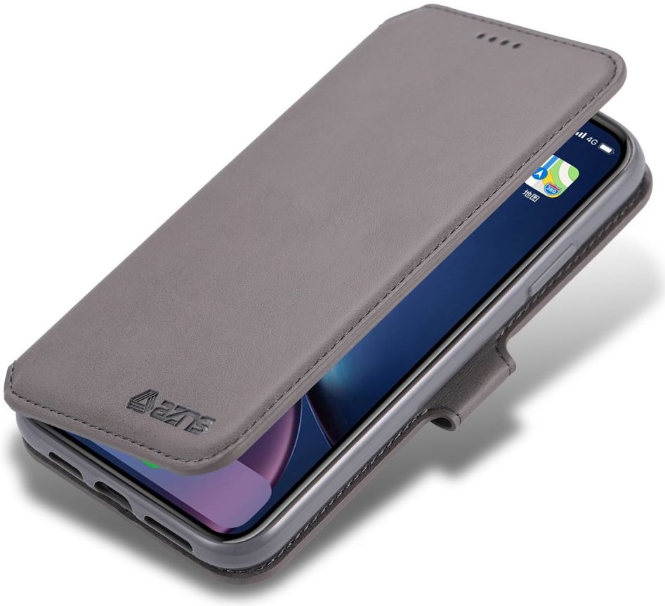 AZNS Apple iPhone 12 / 12 Pro Portemonnee Stand Hoesje Grijs afbeelding 1