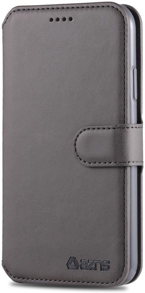 AZNS Apple iPhone 12 / 12 Pro Portemonnee Stand Hoesje Grijs afbeelding 2