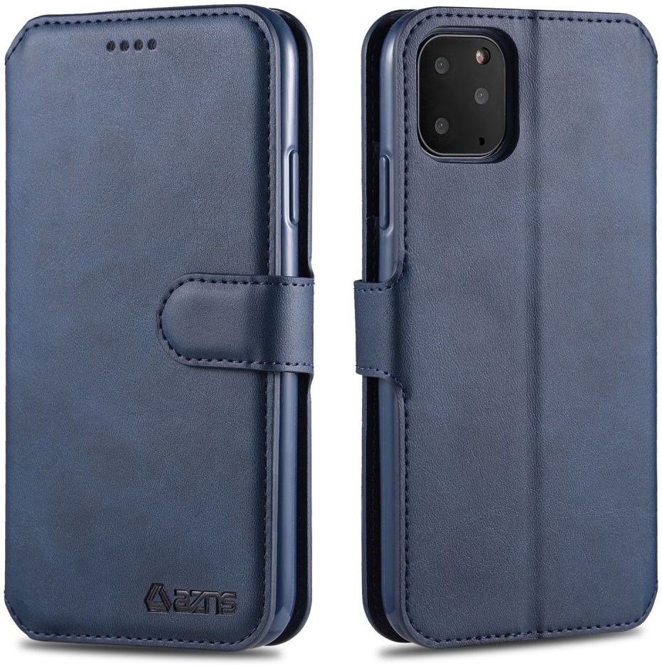 AZNS Apple iPhone 12 Pro Max Portemonnee Stand Hoesje Blauw afbeelding 3