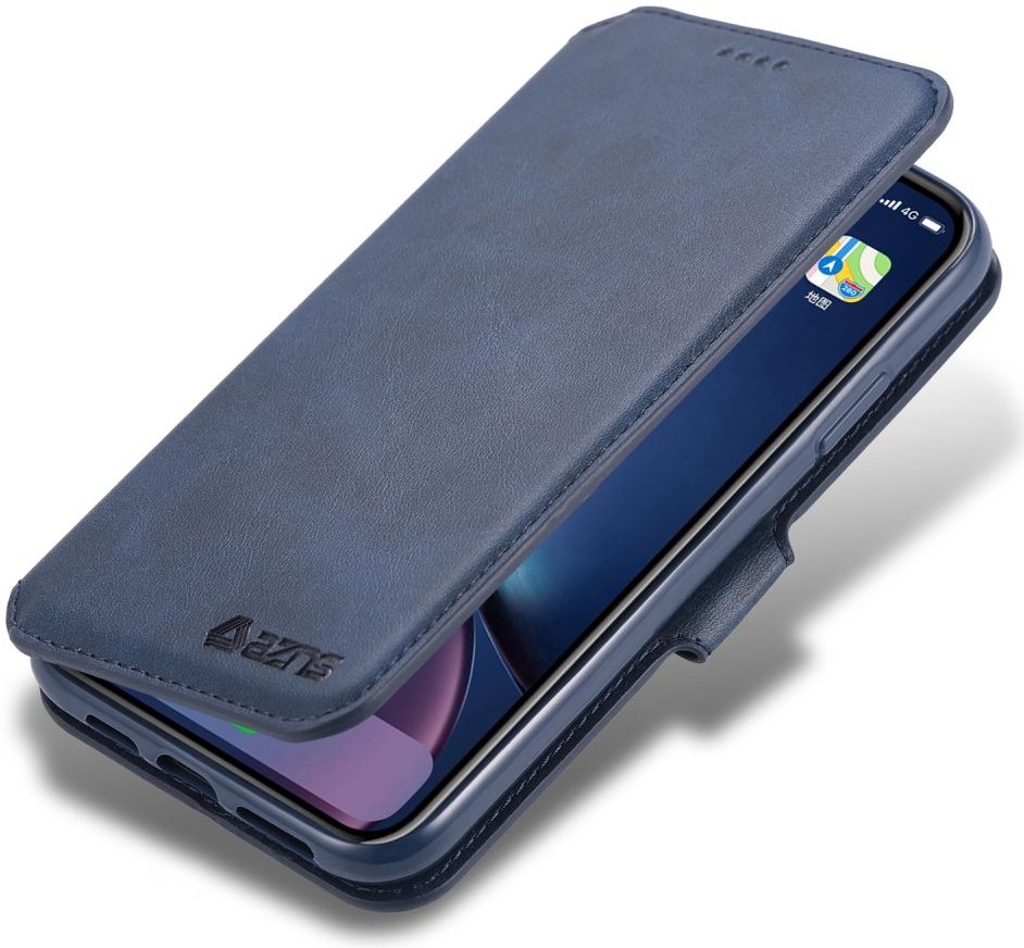 AZNS Apple iPhone 12 Pro Max Portemonnee Stand Hoesje Blauw afbeelding 1