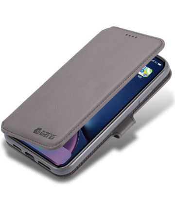 AZNS Apple iPhone 12 Mini Hoesje Wallet Book Case met Stand Grijs Hoesjes