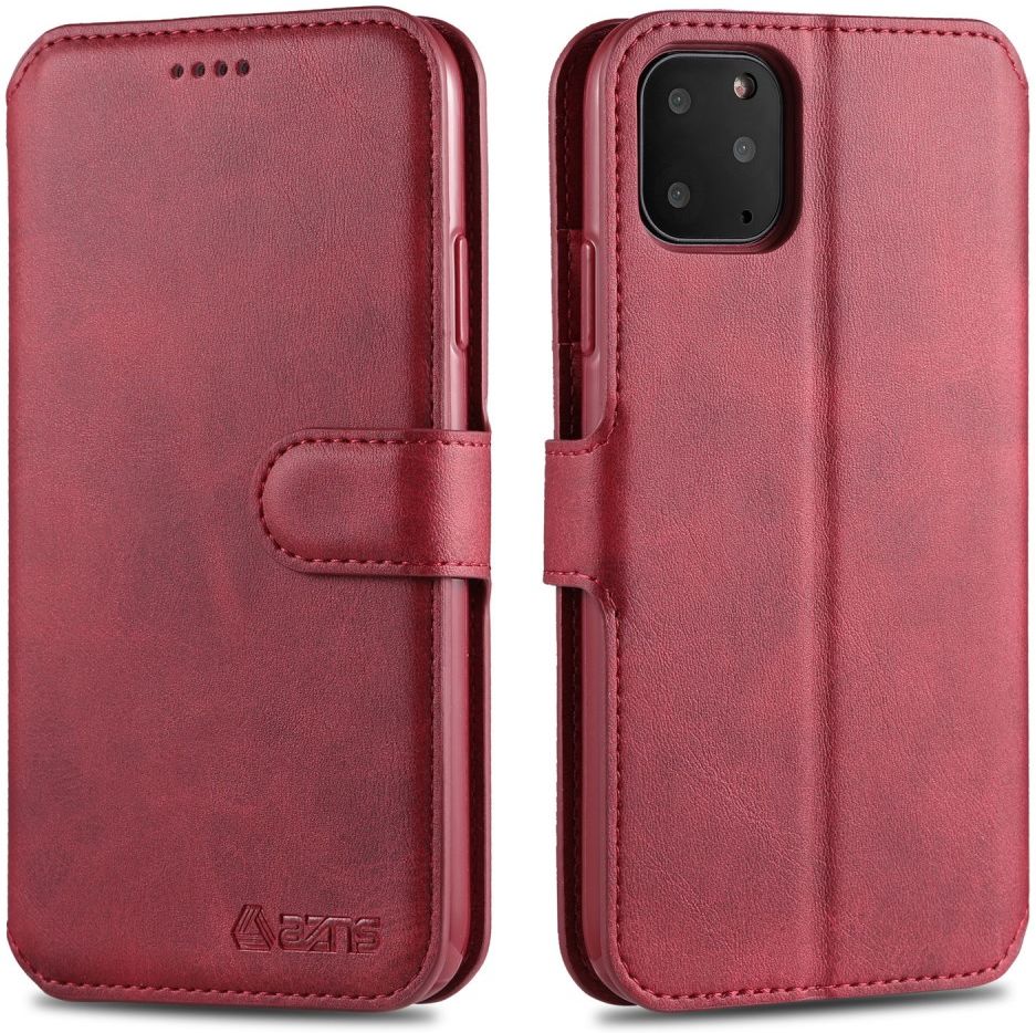 AZNS Apple iPhone 12 Mini Hoesje Wallet Book Case met Stand Rood afbeelding 3