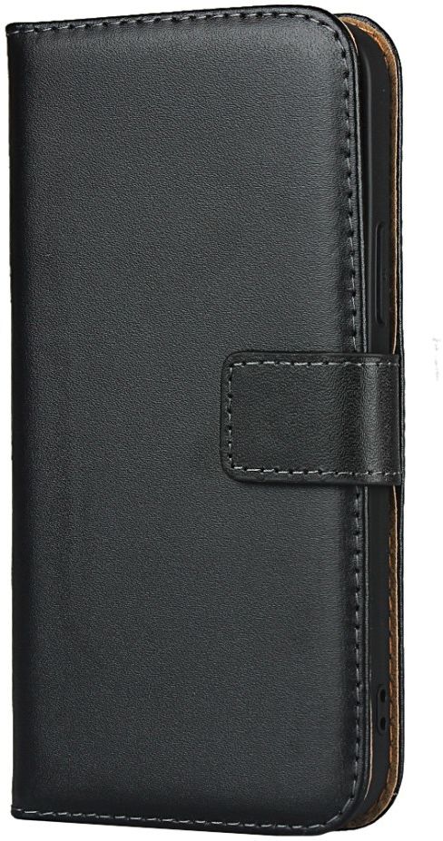 Apple iPhone 12 Mini Hoesje Portemonnee Echt Leer Zwart afbeelding 2