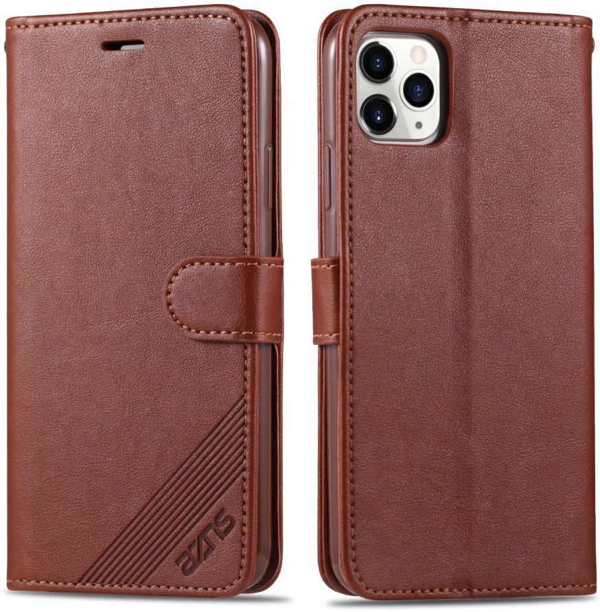 AZNS Apple iPhone 12 Mini Portemonnee Stand Hoesje Bruin afbeelding 10
