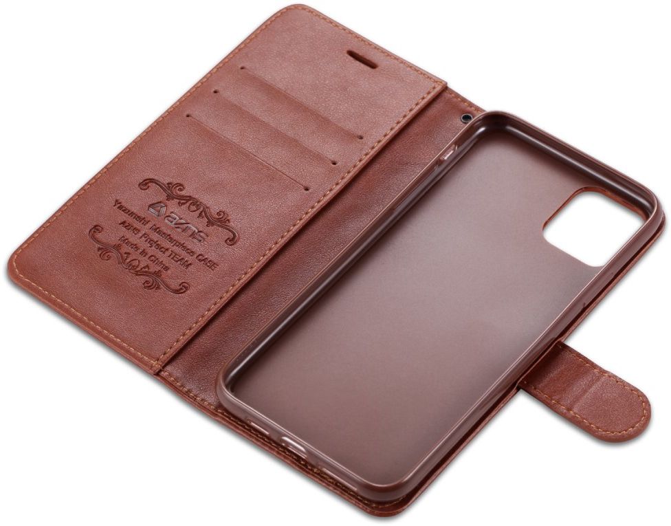 AZNS Apple iPhone 12 Mini Portemonnee Stand Hoesje Bruin afbeelding 7