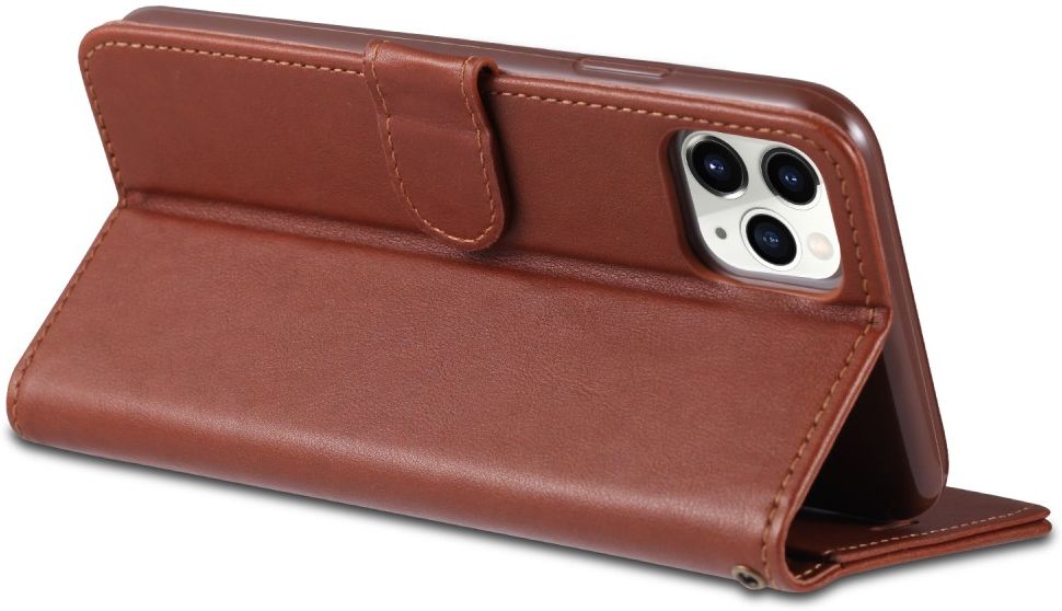 AZNS Apple iPhone 12 Mini Portemonnee Stand Hoesje Bruin afbeelding 8