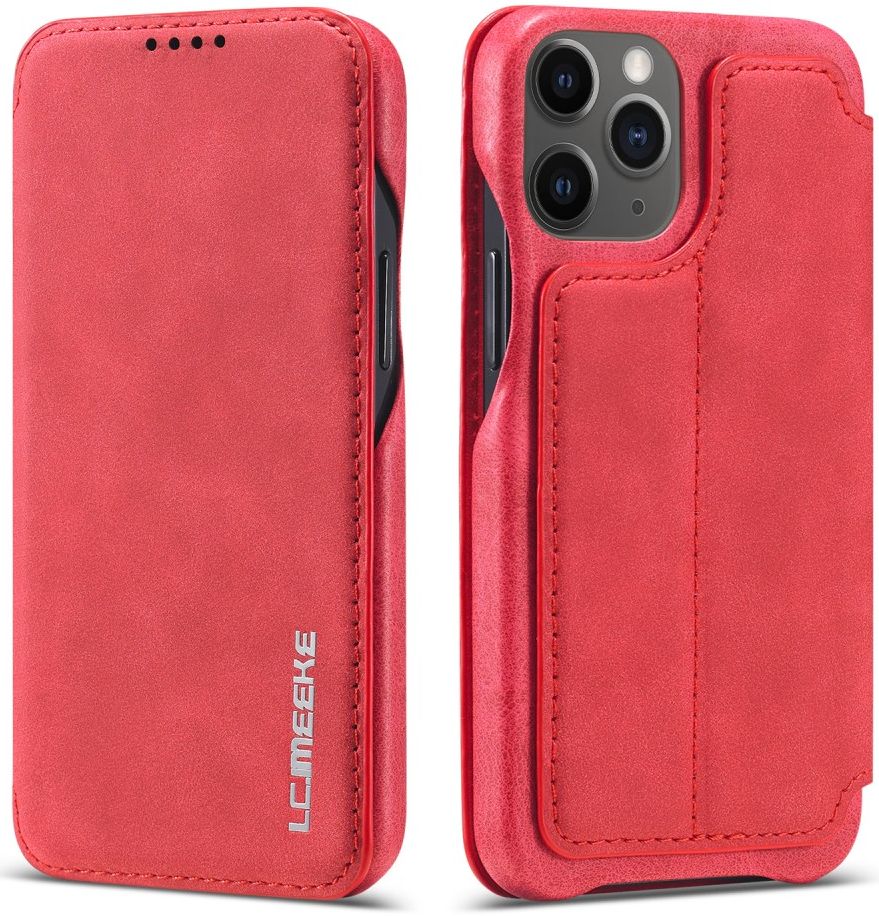 LC.IMEEKE Apple iPhone 12 Mini Hoesje Retro Portemonnee Rood afbeelding 3