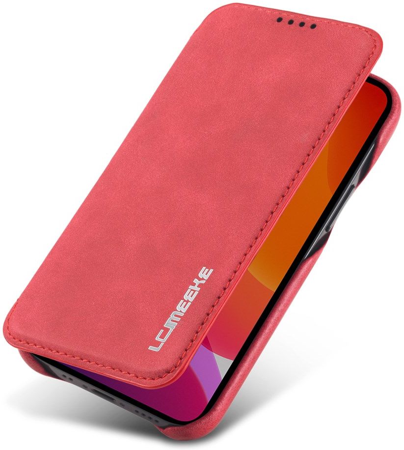 LC.IMEEKE Apple iPhone 12 Mini Hoesje Retro Portemonnee Rood afbeelding 1