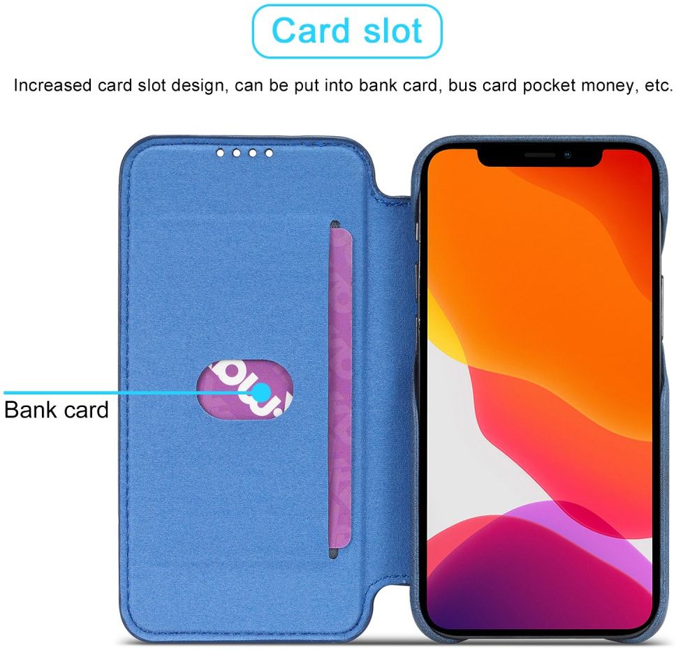 LC.IMEEKE Apple iPhone 12 Mini Hoesje Retro Portemonnee Blauw afbeelding 8