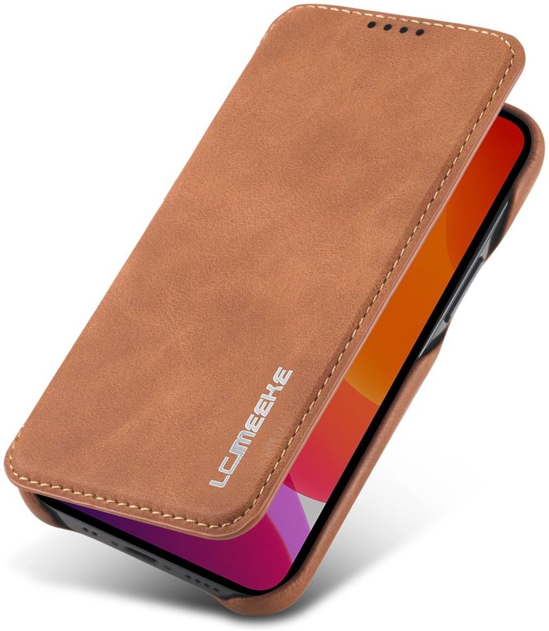 LC.IMEEKE Apple iPhone 12 Mini Hoesje Retro Portemonnee Bruin afbeelding 1