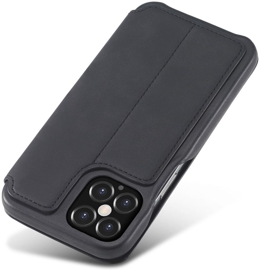 LC.IMEEKE Apple iPhone 12 / 12 Pro Hoesje Retro Portemonnee Zwart afbeelding 4