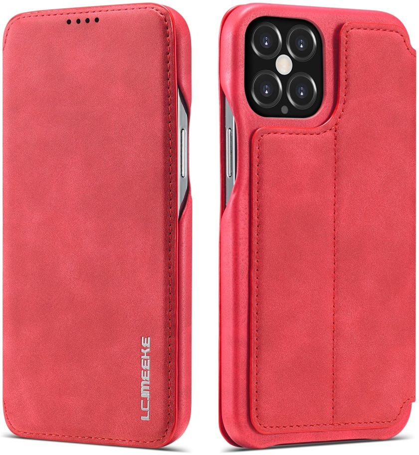 LC.IMEEKE Apple iPhone 12 / 12 Pro Hoesje Retro Portemonnee Rood afbeelding 8