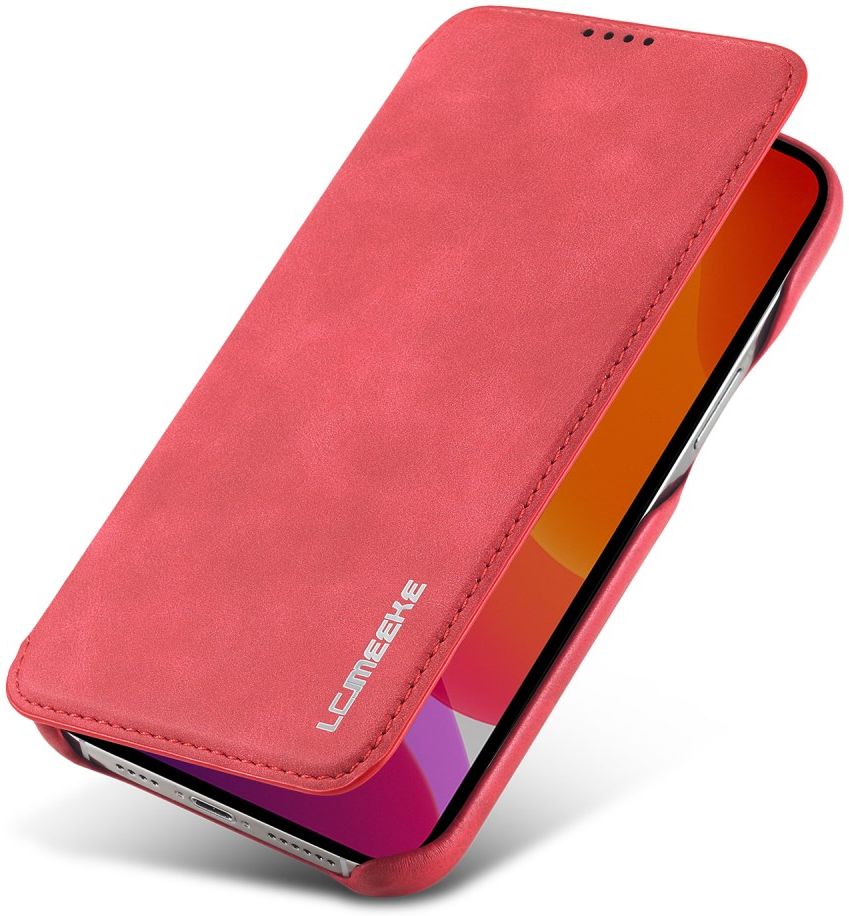 LC.IMEEKE Apple iPhone 12 / 12 Pro Hoesje Retro Portemonnee Rood afbeelding 1